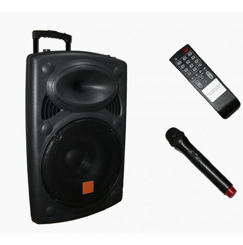 CASSA STEREO KARAOKE CON MICROFONO BLUETOOTH USB MP3 RADIO TROLLEY WG-2305 mshop