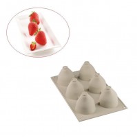 Stampo multiporzione 6 Fragole e panna 3D silicone Silikomart mousse torta mshop